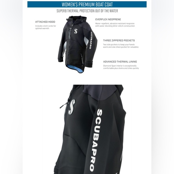 Women's Black Dive Boat Jacket Scuba Pro - NEVER WORN Rare Size 2XL - Picture 5 of 9